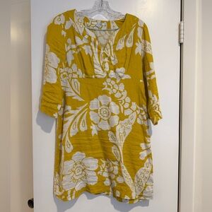 Boden Hawaiian print linen tunic dress
